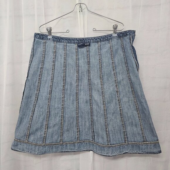 Sonoma Blue Denim Paneled A-Line Skirt Rustic Y2K Boho 14 - Picture 8 of 12